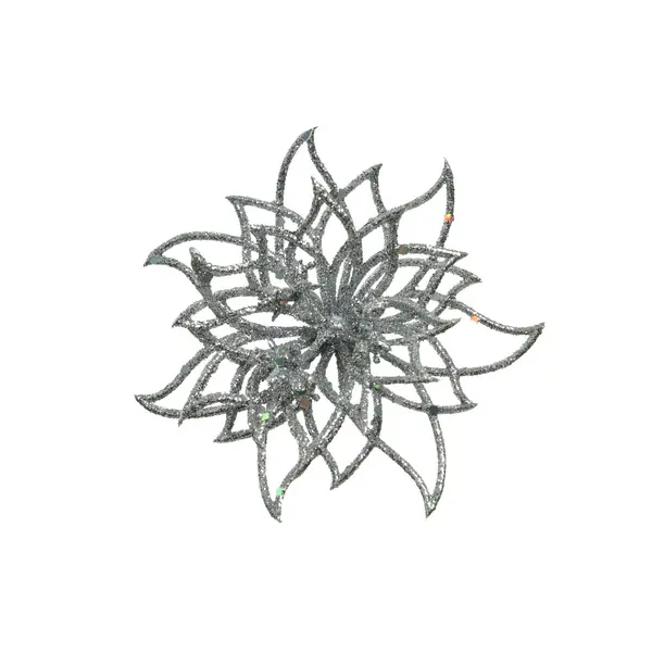 Fleur décorative argentée à clip