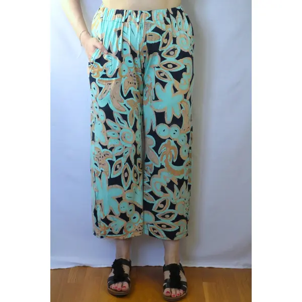 Pantalon léger motif tropical