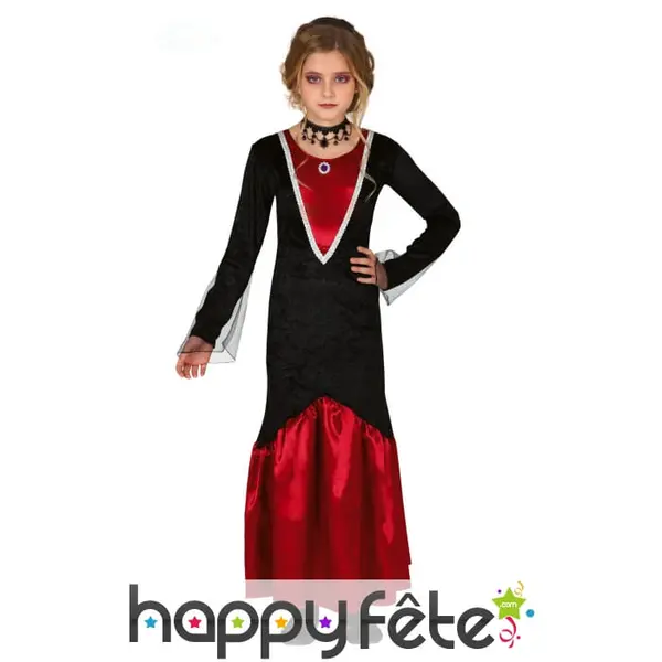 Longue robe de fille vampire pour enfant
