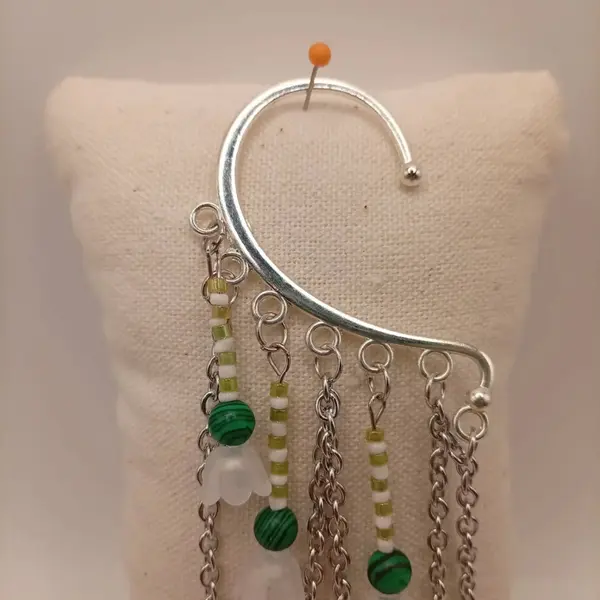 Tour d'oreille "fleur lotus vert" fantasy