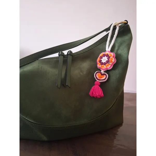 Bijoux de sac soleil coeur au crochet fait main