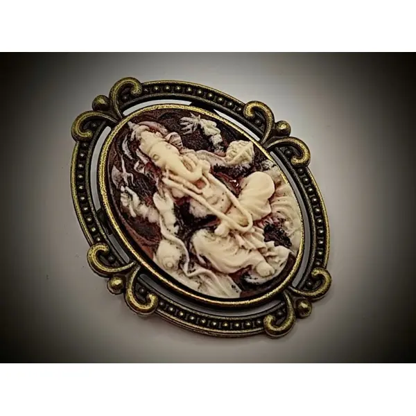 Camée ganesh pièce unique artisanal - broche bohème chic - cadeau femme passionnée inde et yoga.