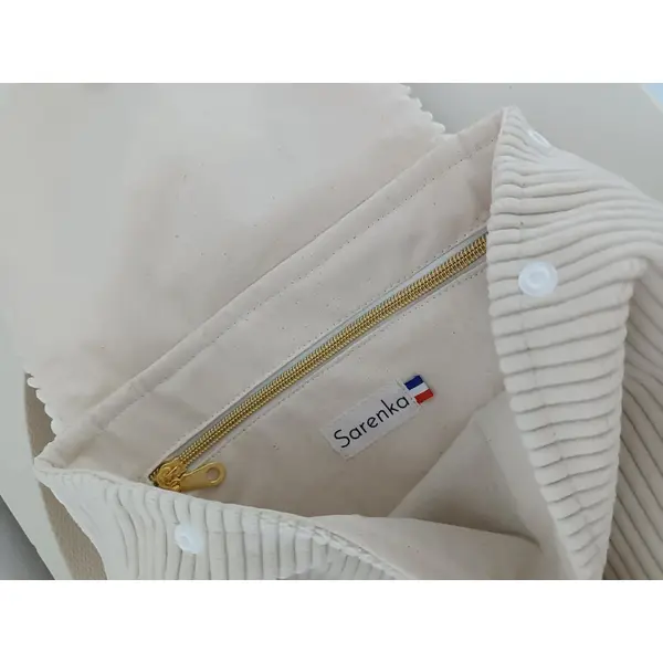 Sac à dos enfant maternelle personnalisé – velours beige & motif floral