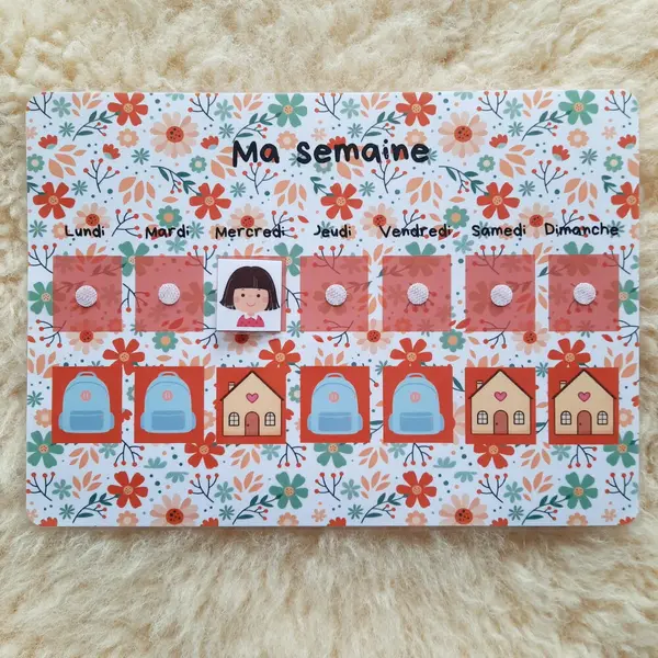 Semainier simplifié - se repérer dans les jours de la semaine - premier semainier - maternelle / nounou / crèche