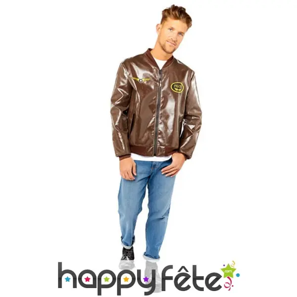 Veste marron de pilote pour homme