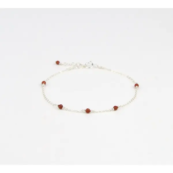 Bracelet fin multi-pierres en or laminé et jaspe rouge - bracelet minimaliste en argent 925 ou en or - bijoux pierres fines naturelles