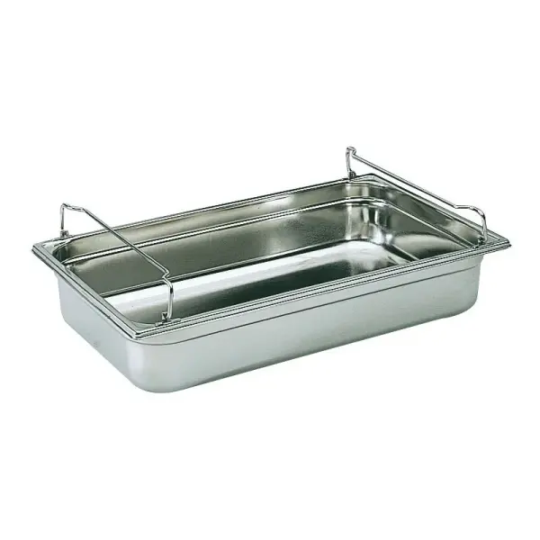 Bac gastronorme plein inox - avec anses panier - GN 1/1 profondeur 20 cm