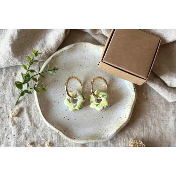 Boucles d’oreilles créoles perle en céramique