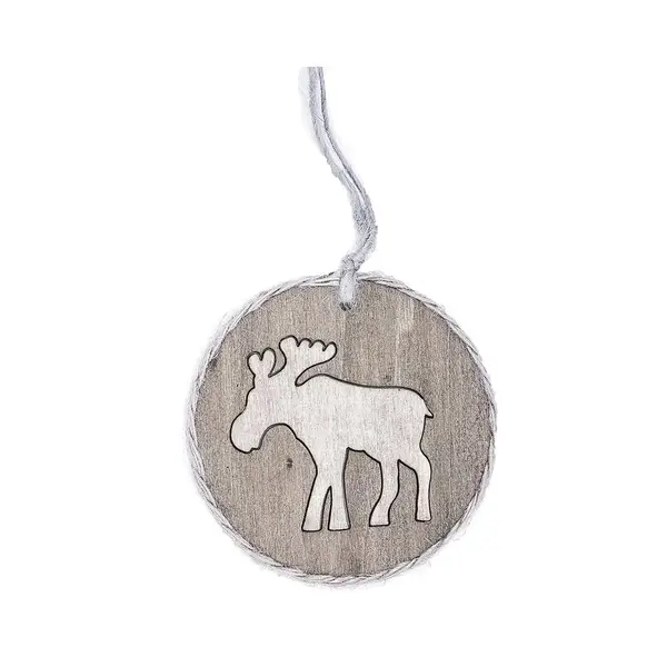 6 Suspensions disque en bois avec motifs