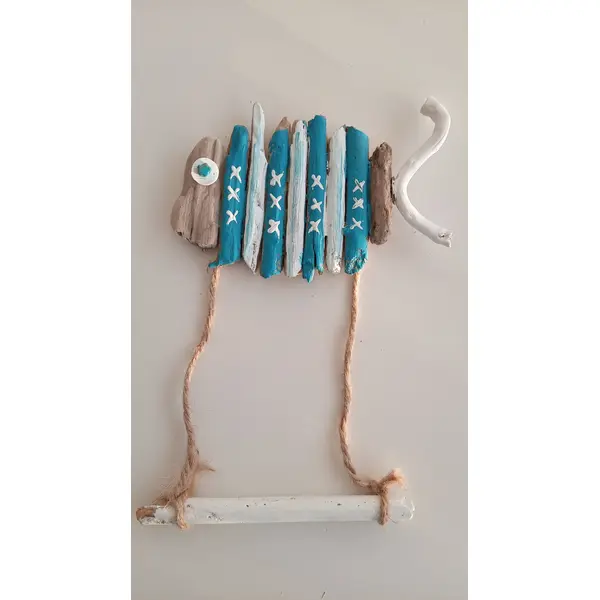 Porte papier toilette marin - poisson en bois flotté