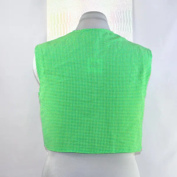 Gilet cropped sans manches "vichy vert & nœuds jaunes"