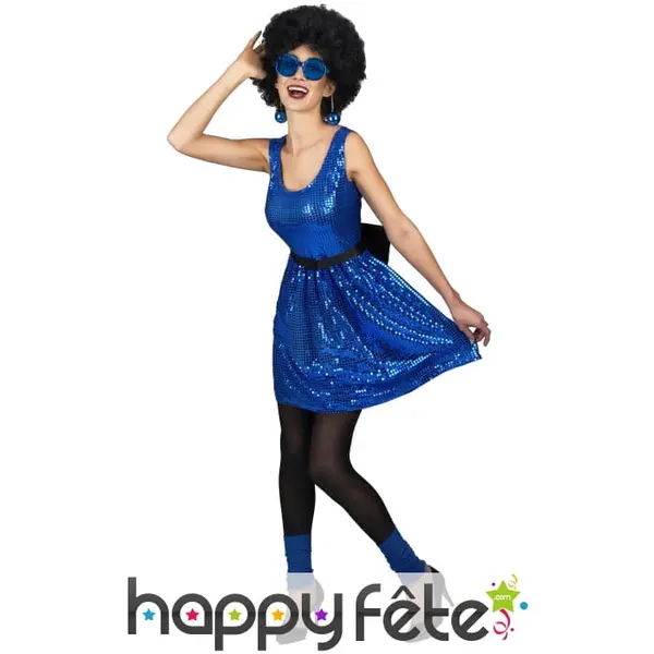Déguisement disco bleue paillettée pour femme