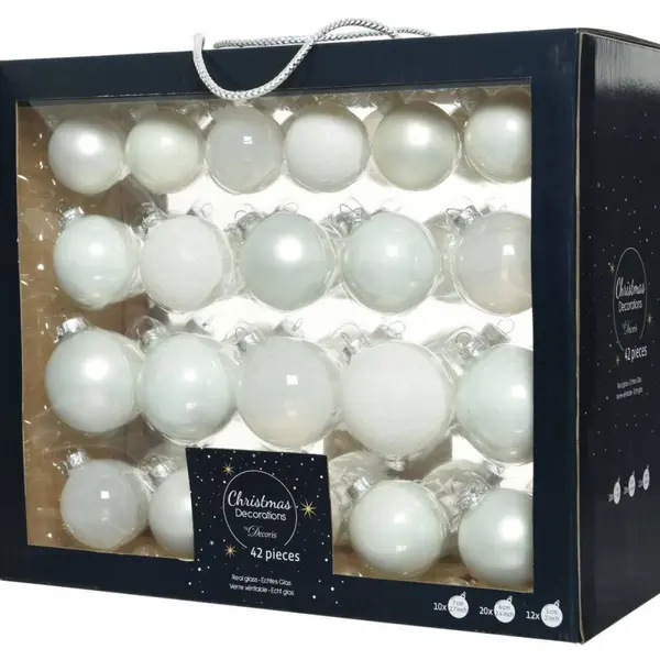 42 Boules de Noël classiques blanches