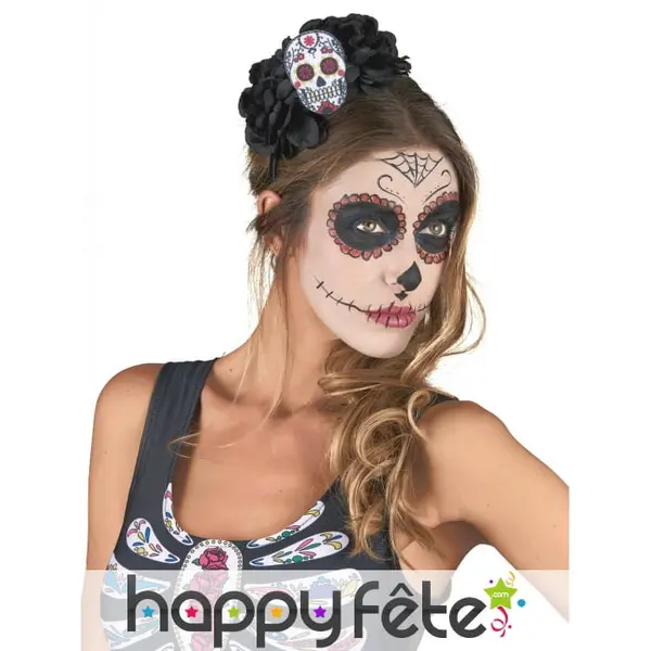 Fleur et crâne Dia De Los Muertos sur serre tete