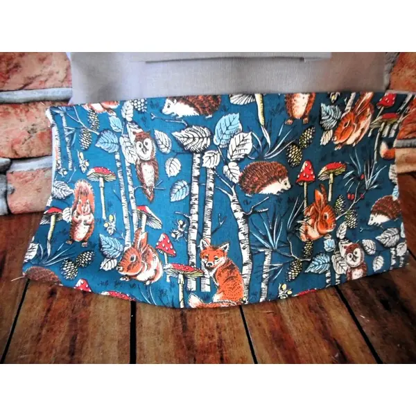 Sac à chaussons personnalisé, ecole crèche maternelle, coton taupe et animaux des bois, pochon enfant fille garçon