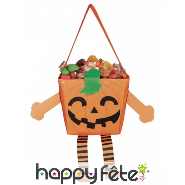 Sac à bonbons citrouille avec jambes