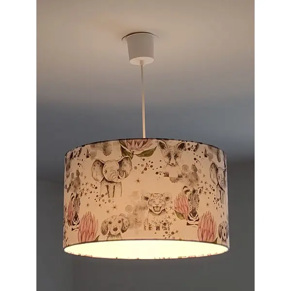Abat-jour enfant fleurs roses & animaux – déco chambre bébé, tigre, renard, bohème, romantique, cadeau fille