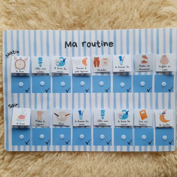 Routine a3 grand format matin et soir personnalisée au prénom de l'enfant - autonomie et motivation de l'enfant