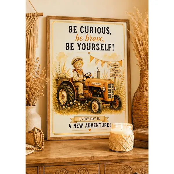 Affiche enfant « petits rêveurs » – sois curieux, courageux, sois toi-même – français & anglais