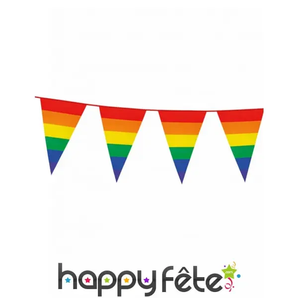 Guirlande de fanions triangulaires Arc-en-ciel, 8m