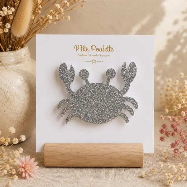 Broche crabe pailletée – bijou fantaisie – accessoire veste pull – création artisanale française