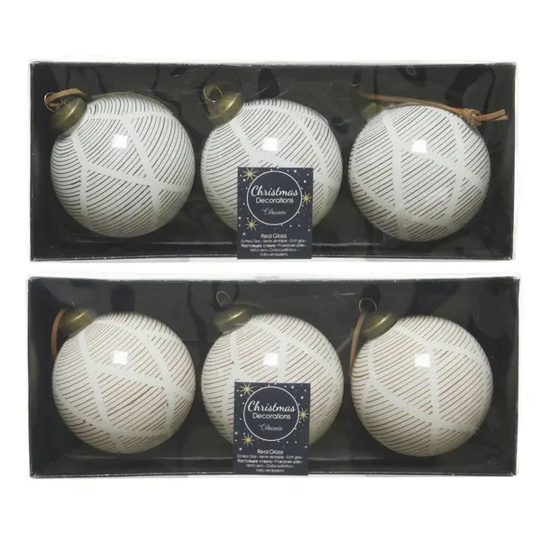 2x3 Boules blanches brillantes lignées