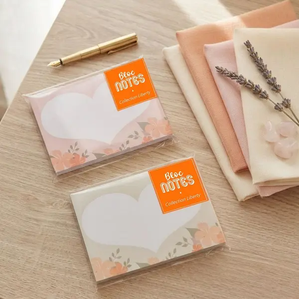 Lot de 2 bloc-notes forme cœur - cadeau petite attention - -motif liberty- papeterie mignonne- carnet notes floral -pour elle