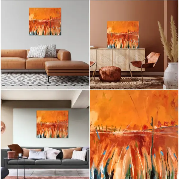 Peinture abstraite au couteau à l'huile sur toile de lin sur châssis : "entre ses rayons"