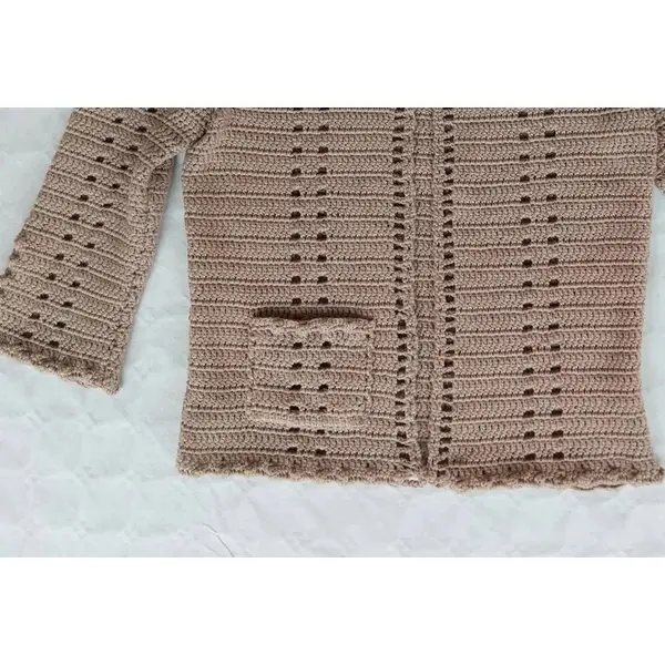 Cardigan pour femme au crochet fait main - veste couleur taupe au crochet -