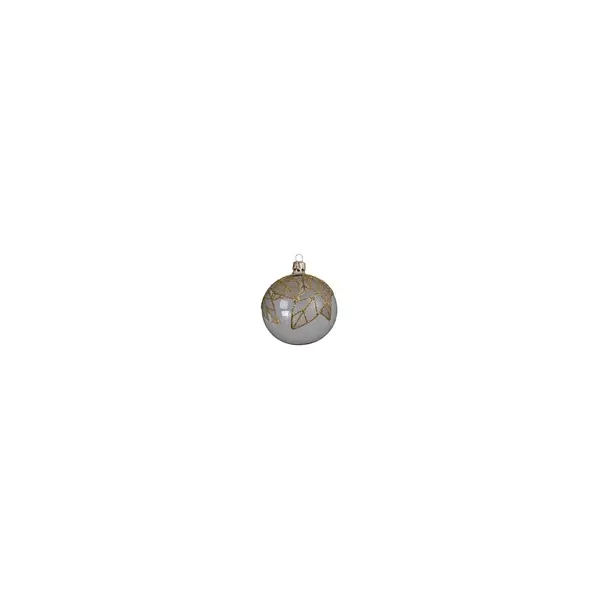 6 Boules grises feuilles dorées
