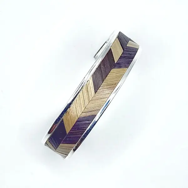 Bracelet en marqueterie de paille de seigle de bourgogne - bijou unique argent - cadeau original