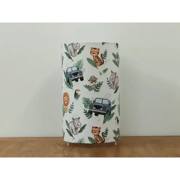 Lampe enfant safari luminaire jungle pour chambre bébé, lion et explorateur, déco savane et aventurier, cadeau naissance