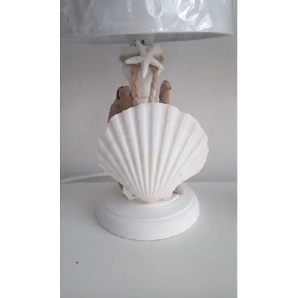 Ensemble de deux lampes blanche avec bois flotté - hauteur 32 cm