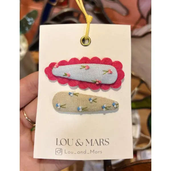 3 barrettes bébé brodées à la main, lin et feutrine, accessoires cheveux enfant, idée cadeau naissance