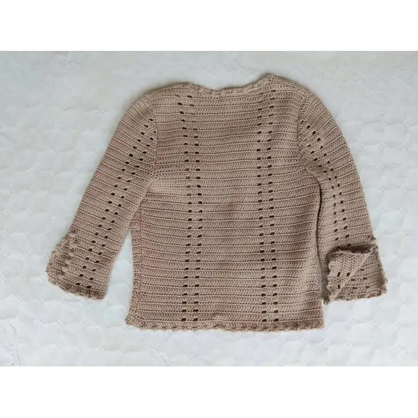 Cardigan pour femme au crochet fait main - veste couleur taupe au crochet -