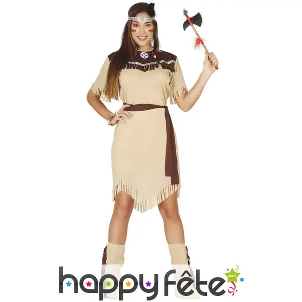 Robe beige d'indienne pour femme