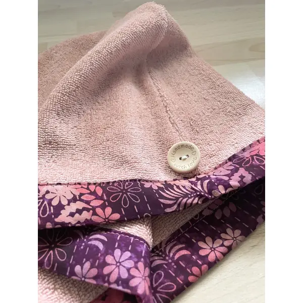 Serviette de tête - serviette turban pour cheveux en éponge coton rose ancien
