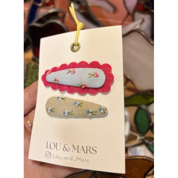 3 barrettes bébé brodées à la main, lin et feutrine, accessoires cheveux enfant, idée cadeau naissance