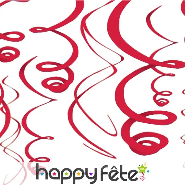 Suspensions spirales rouges unies de 56cm