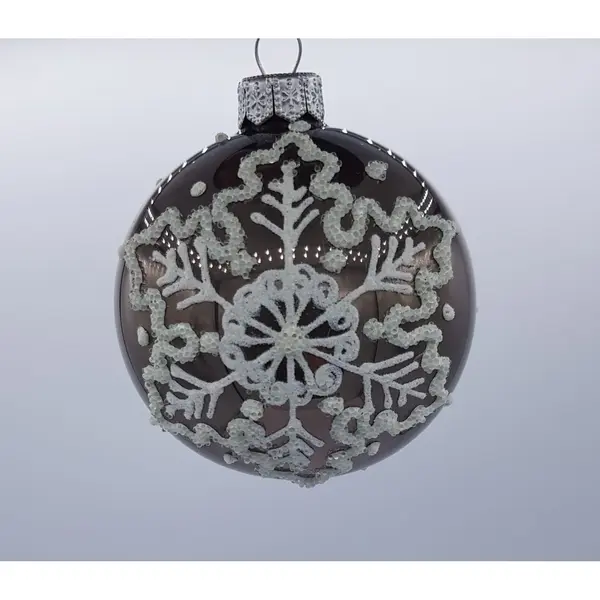 6 Boules brillantes argent avec flocons
