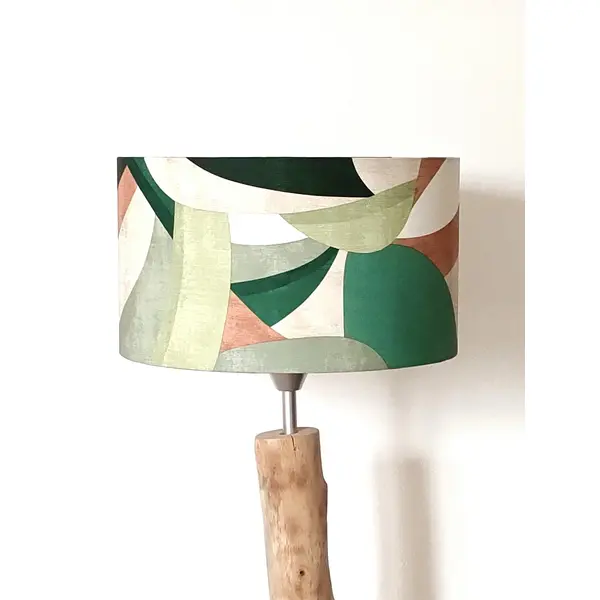 Abat-jour géométrique vert – décoration naturelle chic, luminaire salon chambre, ambiance scandinave contemporaine