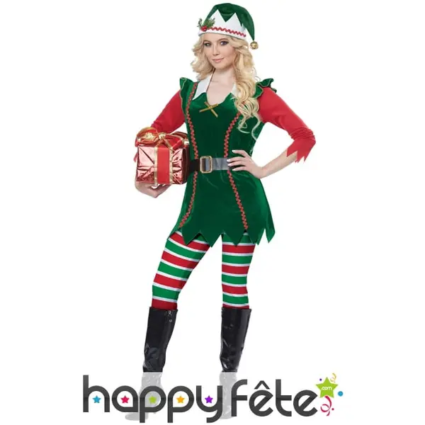 Costume de lutin de Noël pour femme
