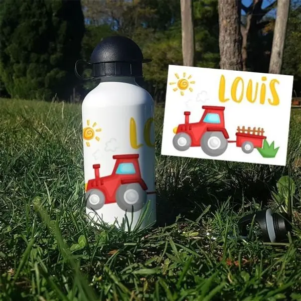 Gourde ou bouteille personnalisée pour enfant modèle Tracteur