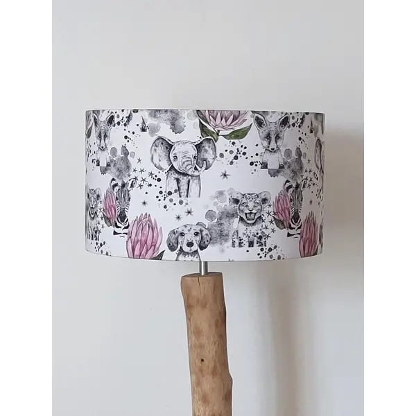 Abat-jour enfant fleurs roses & animaux – déco chambre bébé, tigre, renard, bohème, romantique, cadeau fille