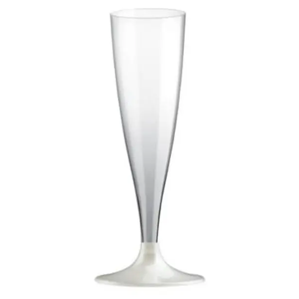 10 Flûtes à Champagne en Plastique - Blanc Perlé