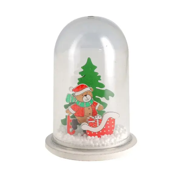 Décor de noël pour bûche "boule à neige ourson de Noël" à poser