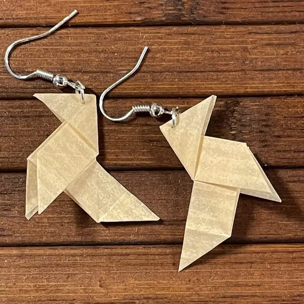 Boucles d'oreilles origami cocotte saumon rayé