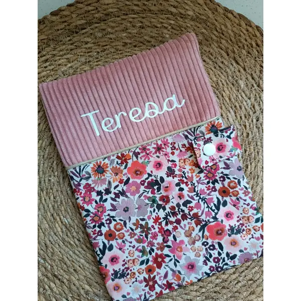 Protège carnet de santé personnalisé en velours côtelé et coton, cadeau de naissance fille garçon , accessoire bébé