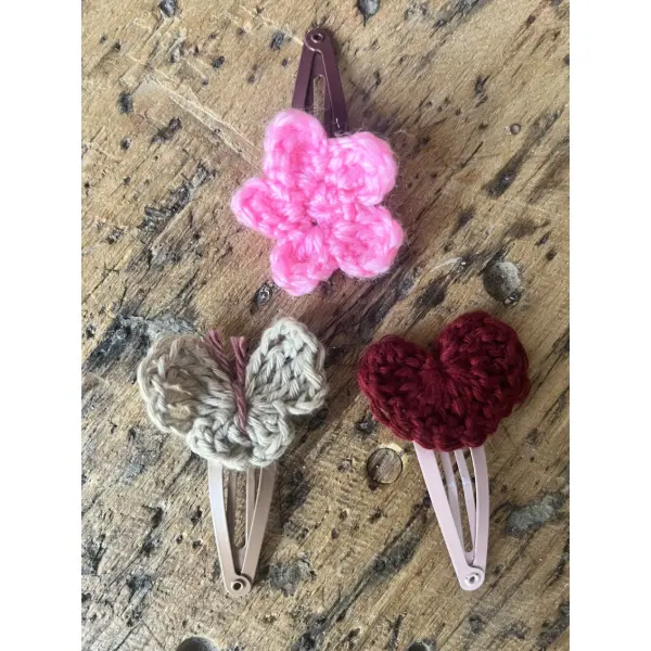 Pack de 3 barrettes enfant au crochet – un petit jardin dans les cheveux
