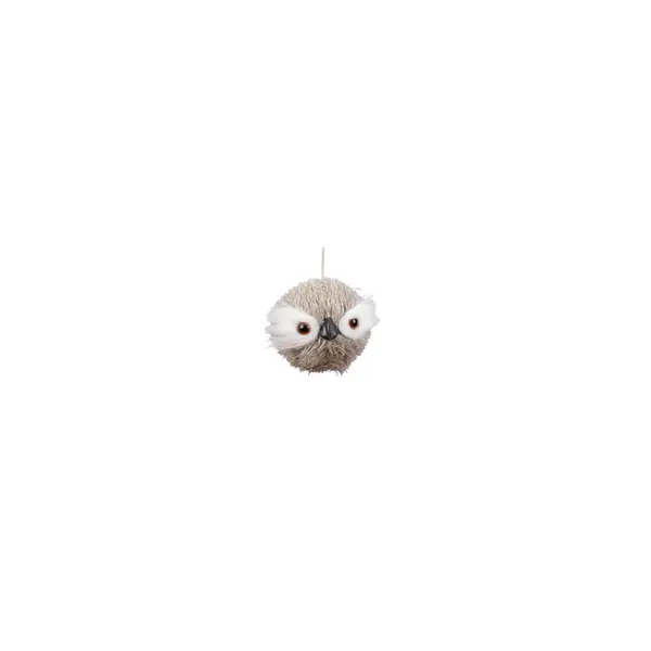 Suspension hibou en fourrure beige